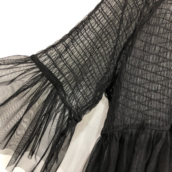 Torrid black sheer mesh layered ruffle blouse top - Picture 3 of 6